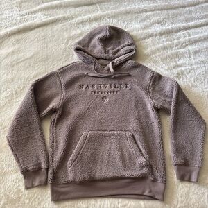 Nashville Embroidered Plush Hoodie in Taupe